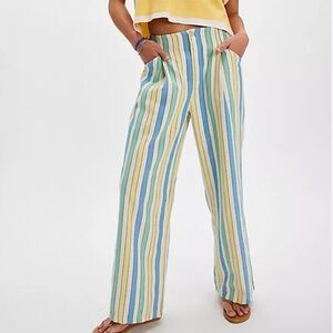 Free People Bobo Choses Multicolor Stripe Pleated Pants